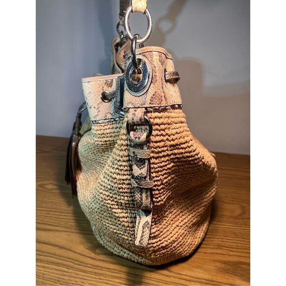 Coach Oversized Straw Python Tote bag Unique and Beautiful - Picture 7 of 9